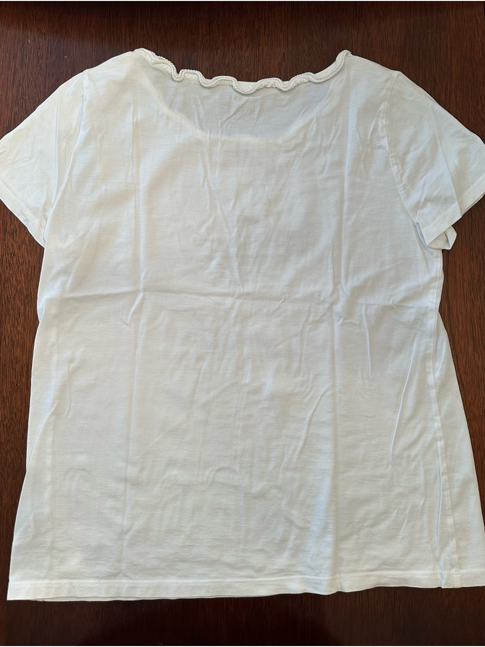 Talbots White Ruffle-Edge Short Sleeve Tee - Picture 2 of 3